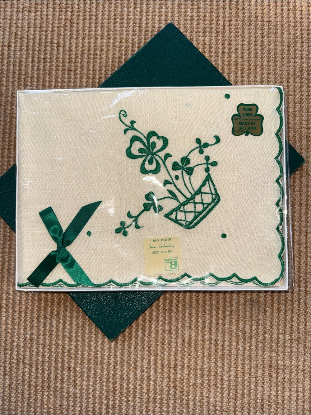 Vintage Irish Embroidered Tray Cloth Made in Ireland